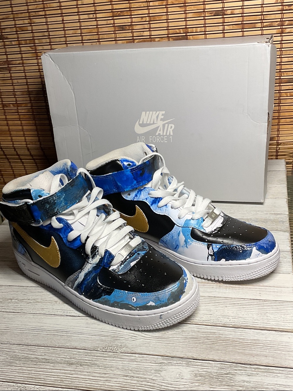 Custom Hand-Painted high-top Nike Air Force 1 sneakers Men's Size 8